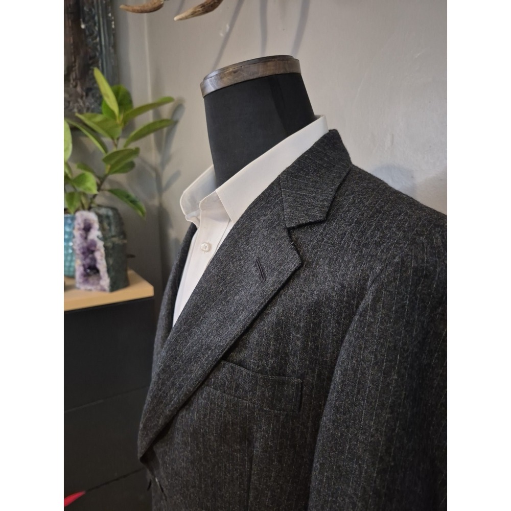 Vtg Carson Pirie Scott Men's 38 R Two Button Wool Sports Coat Gray Stripe USA